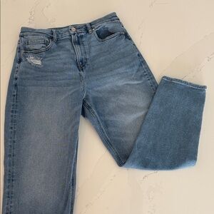 American Eagle sz 8 Curvy Mom Light/med wash Denim Jeans Distressed